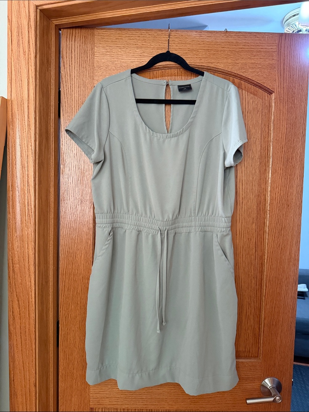 Casual Drawstring Mini Dress in Sage Green